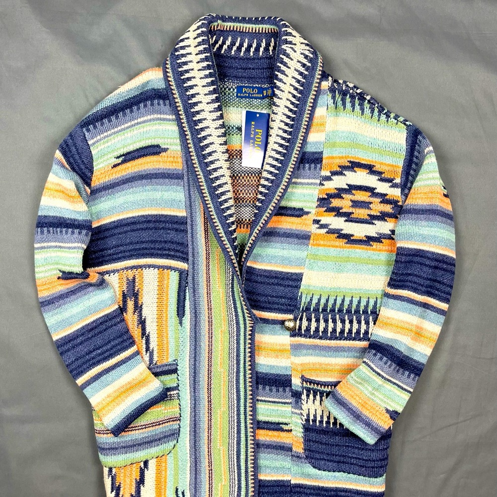 Polo Ralph Lauren Womens Southwestern Serape Aztec Knit Cardigan Western Sweater